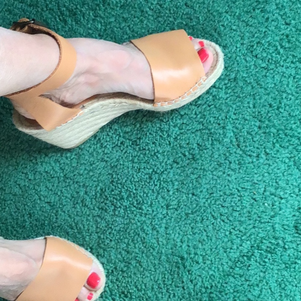 J Crew leather - jute wedge sandals